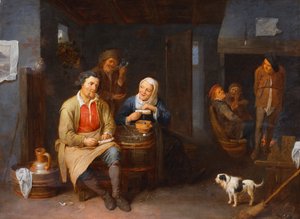 Het Interieur van een Herberg met Boeren die Roken door David III Ryckaert