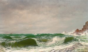 Golven die op een Rotsachtige Kust Breken, 1885
