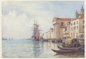 Het Giudecca Kanaal met Schepen bij de Chiesa dei Gesuati door David Law
