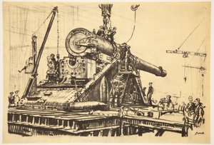 Een groot kanon monteren, illustratie uit 