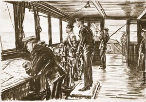 De Brug van een Koopvaardijschip op Zee, illustratie uit 