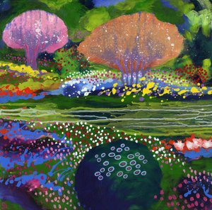 Bijentuin, 2017(acryl op doek) door David Newton