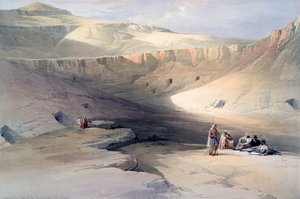 Ingang van de graven van de koningen van Thebe, Bab-el-Malouk, 19e eeuw door David Roberts, Louis Haghe