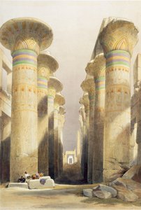 Centrale laan van de Grote Zaal van Zuilen, Karnak, Egypte, 19e eeuw door David Roberts