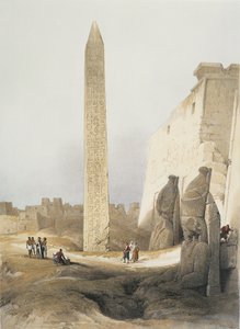 Egypte, Obelisk bij de tempel van Luxor, gravure door David Roberts