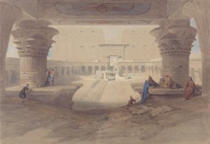 Van onder de zuilengang van de Tempel van Edfu, Opper-Egypte door David Roberts