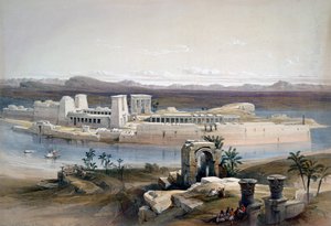 Algemeen uitzicht op het eiland Philae, Nubië door David Roberts