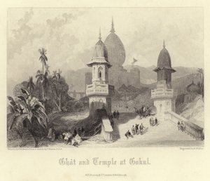 Ghat en tempel in Gokul