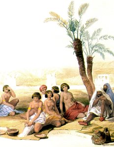 Nubische slaven bij de Nijl in 1846-1850 (illustratie) door David Roberts