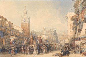Plaza Real en de processie door David Roberts