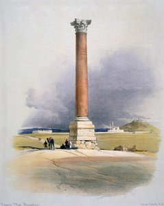 Pompeiuszuil, Alexandrië, 19e eeuw door David Roberts