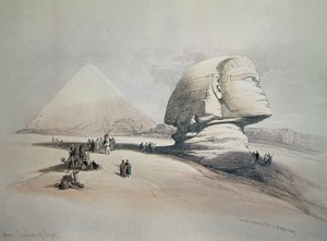 Sfinx bij Gizeh. Lithografie door David Roberts
