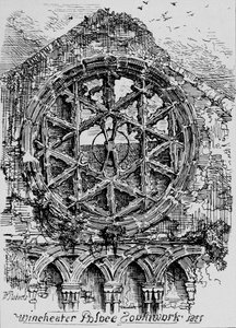 Het ronde raam van de hal van Winchester House Winchester Palace, Southwark, 1835, 1912 door David Roberts