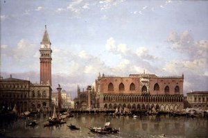 Het Dogenpaleis, Venetië, vanaf het Bacino di San Marco door David Roberts