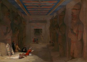 De hypostyle hal van de grote tempel in Abu Simbel, Egypte
