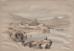 Tiberias, vanaf de Muren, Safet in de Verte, 1839 door David Roberts