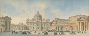 Uitzicht op de Sint-Pietersbasiliek, Rome door David Roberts