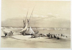 Uitzicht op de stad Tyrus (Tyre) in Libanon, tekening gemaakt op 27/04/1839 in 