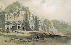 Uitzicht op de ruïnes van Petra, Jordanië