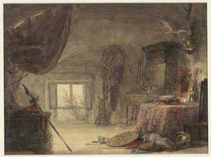 Zoldervertrek, ingericht als atelier