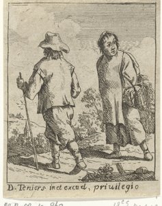 Een boerenpaar op weg door David Teniers (II)