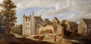Gezicht op het Huis van de Kunstenaar De Dry Token nabij Perck, ca. 1663-ca. 1690 door David Teniers II