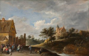 Landschap met dansende boeren, ca. 1645-1650 door David Teniers the Elder