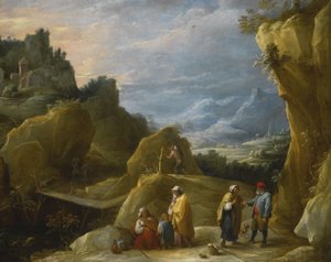Berglandschap met een zigeuner waarzegster