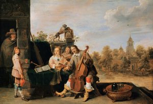 Zelfportret met familie, ca. 1645 door David Teniers the Younger