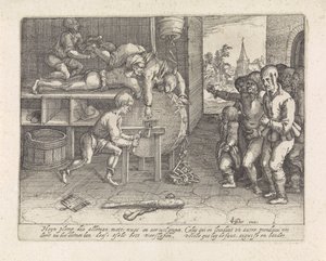 Bedrieger bestraft het slijpen van neus en oren
