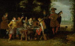 Banket in een Park (De Verloren Zoon onder de Hoeren?) door David Vinckboons