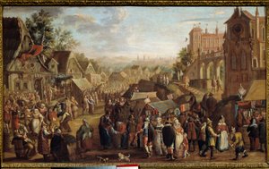 De kermis. Feest in een dorp door David Vinckeboons