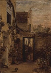 Een ommuurde tuin aan de achterkant van een huis door David Wilkie