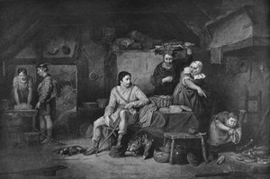 Koning Alfred in Neatherd Cottage, 1806, 1912 door David Wilkie