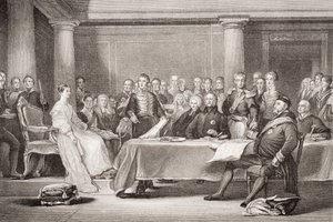 Eerste Raad van Koningin Victoria, Kensington Palace, 21 juni 1837, uit `Illustrations of English and Scottish History