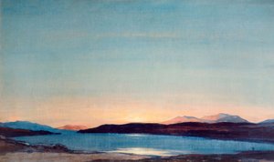 Zonsondergang, Loch Rannoch, 1923 door David Young Cameron
