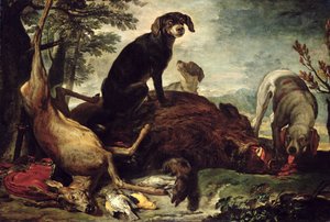 Honden met Gedode Wilde Zwijnen en Herten door David de Coninck
