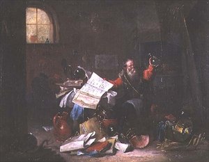 De alchemist door David the Elder Teniers