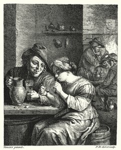 De Rokende Vrouw door David the Younger (after) Teniers