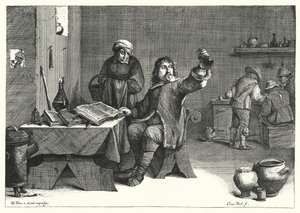 De Urinedokter door David the Younger (after) Teniers