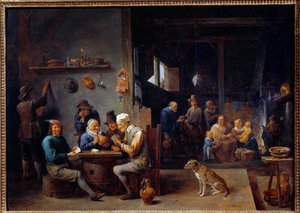 Een kaartspel in de herberg. Vlaams schilderij door David Teniers II de Jonge (1610-1690) 1645. Grenoble, Musée des Beaux Arts door David Teniers the Younger