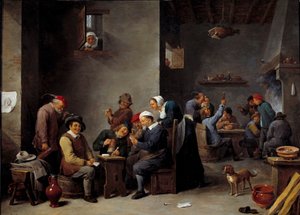 Cabaret interieur. Het kaartspel