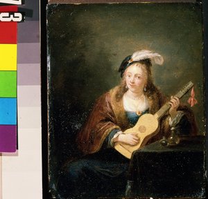 Vrouw met een gitaar door David Teniers the Younger