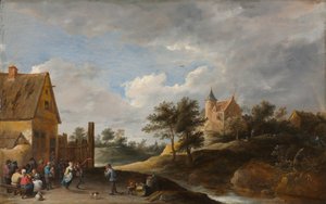 Landschap met dansende boeren, ca. 1645-50 door David Teniers the Younger