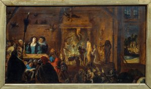 Sabbatscène. Schilderij door David II Teniers, genaamd de Jonge. Vlaamse school door David Teniers the Younger