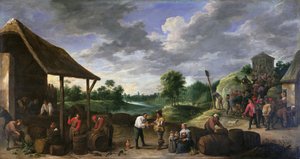 De wijnoogst door David Teniers the Younger