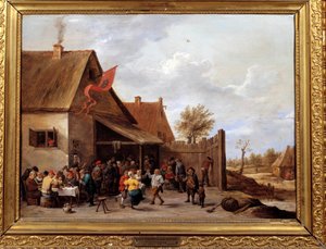 De kermis Schilderij door David Teniers II de jonge (1610-1690) 17e eeuw Montpellier, Musee Fabre door David Teniers the Younger