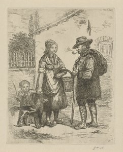 Boer en boerin bij een hoeve