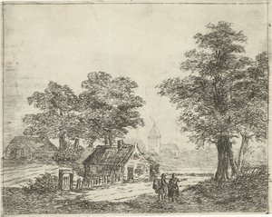 Landschap met wandelaars