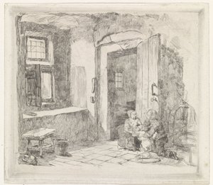 Interieur met openstaande deur